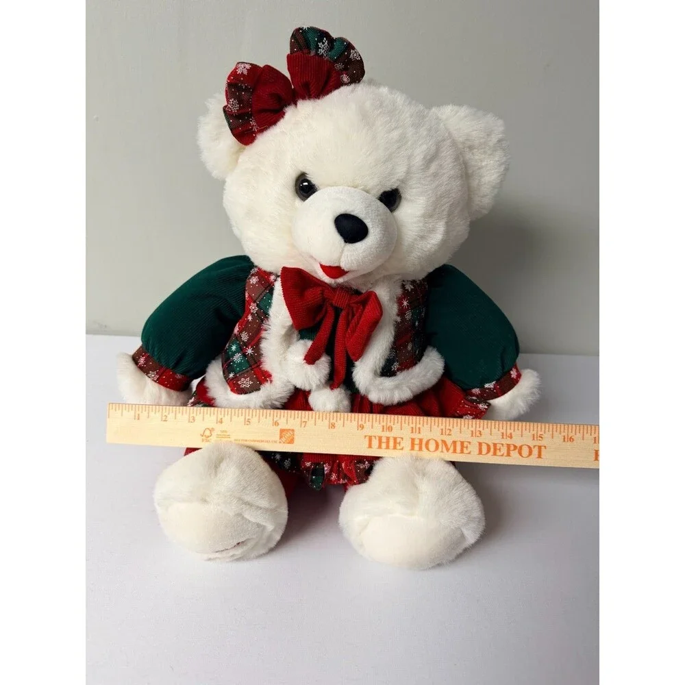 Vintage Snowflake 1994 White Christmas Teddy Bear Plush Holiday Dress 15in